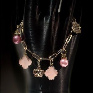 Elegant Gold and Pink Charm Bracelet